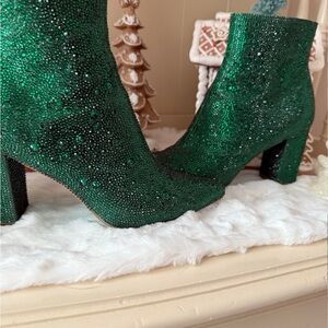 Betsey Johnson Sparkling Green Ankle Boots